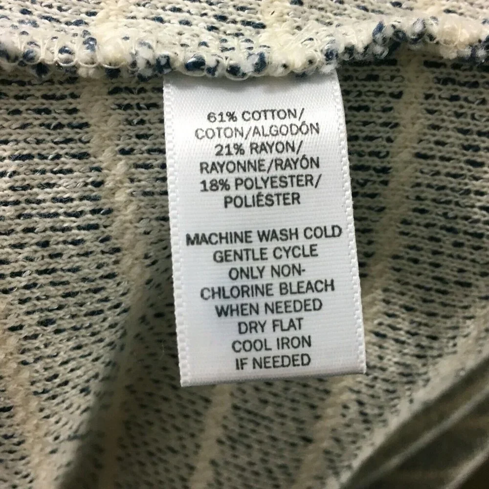 Lou & Grey Striped Blue White‎ Career Sweater W Asymmetrical Zipper Size Small